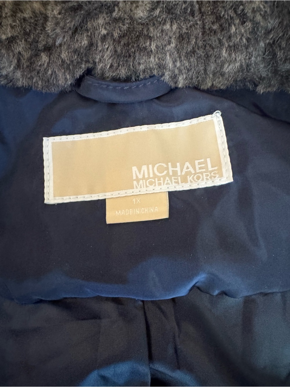Michael Kors Navy Blue Diamond Quilted Hooded Parka Jacket Coat - 1X Like New - Picture 4 of 5